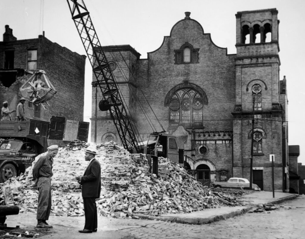 Bethel AME Church was demolished in 1957 by the Urban Redevelopment Authority. (Heinz History Center)