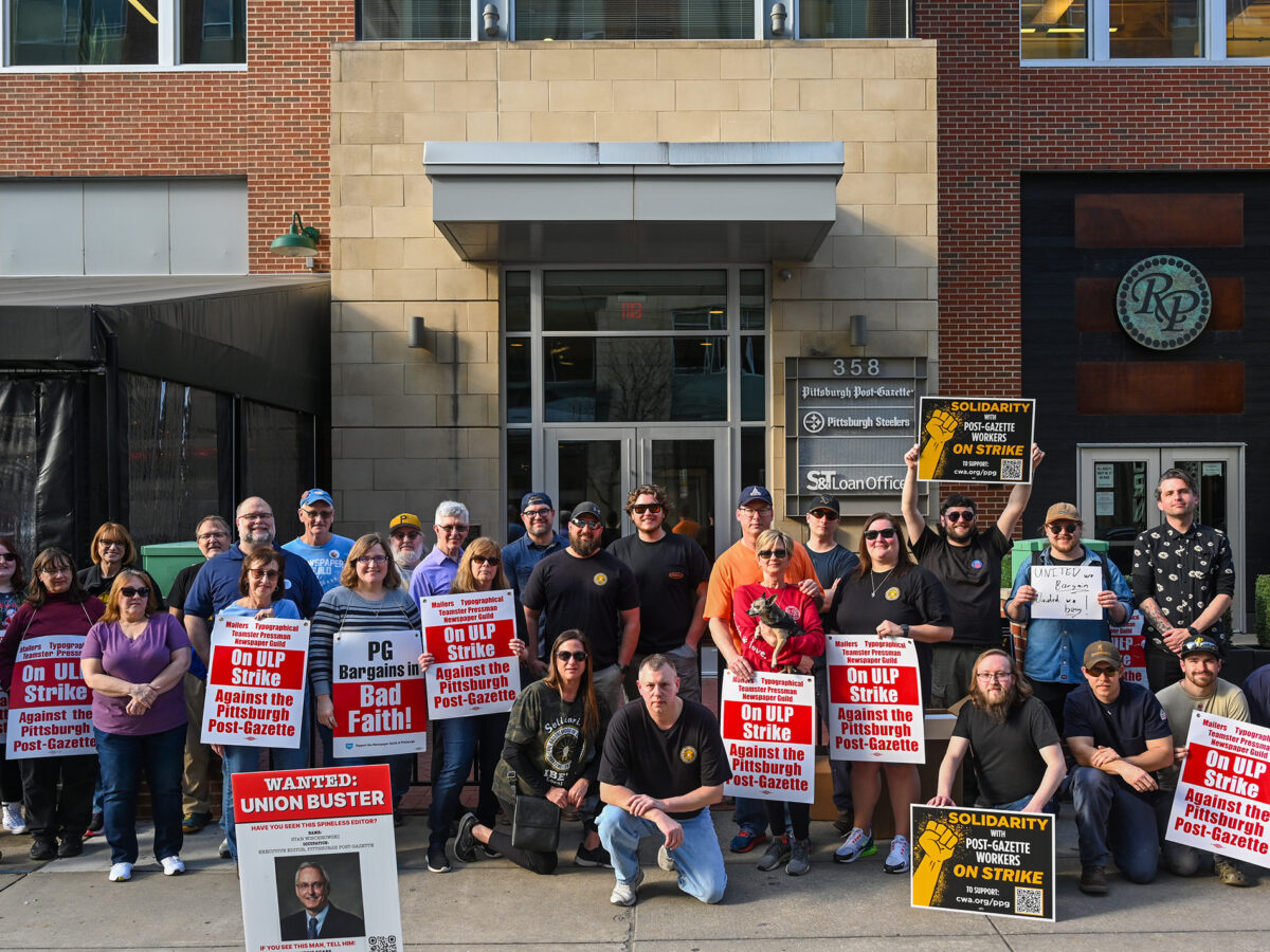 ‘Solidarity is a verb’: Pittsburgh IBEW local rallies to side of striking newspaper workers